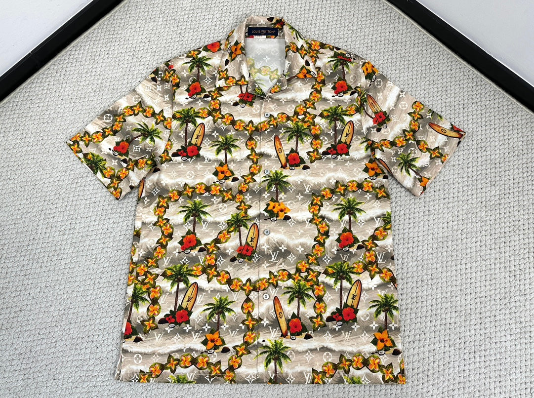 Louis Vuitton Monogram Short-Sleeved Silk Shirt