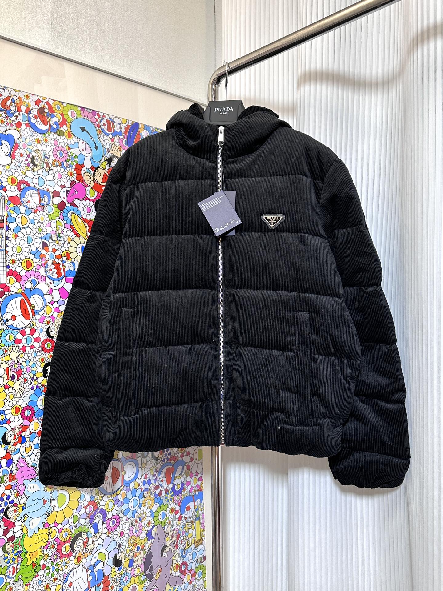 Prada Corduroy Zipped Padded Down Jacket