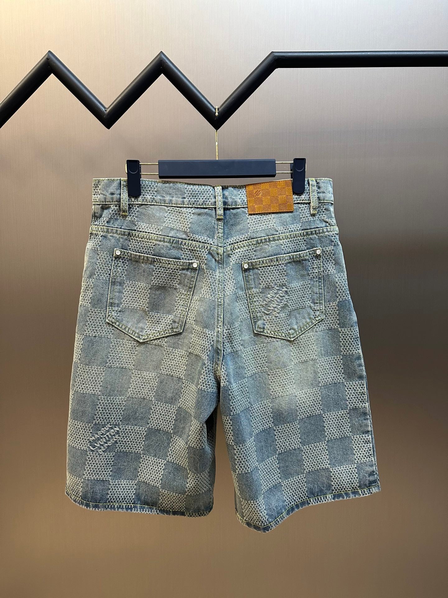 LV Damier 3D Light Denim Shorts