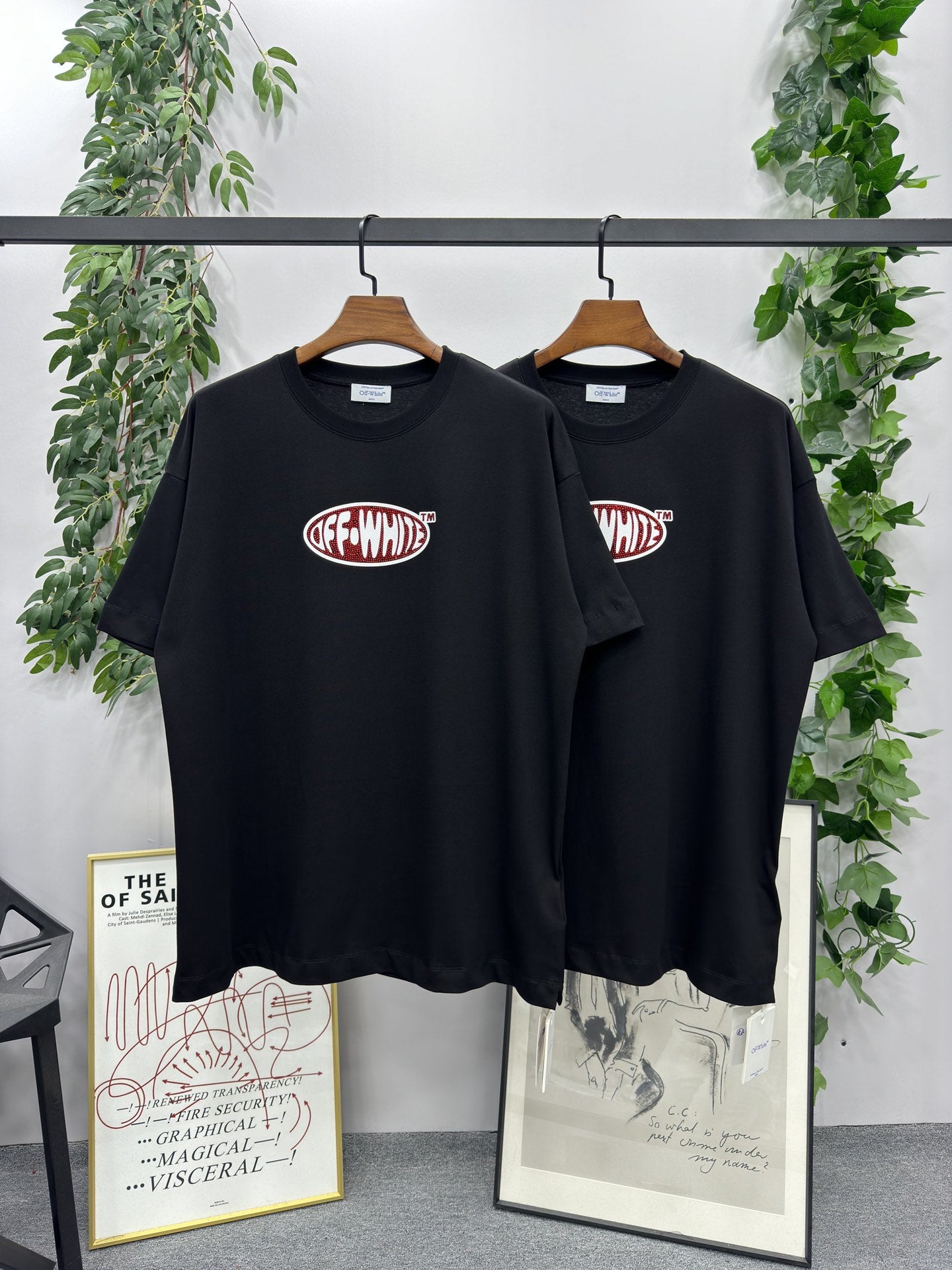 Off-White Crystal Round Logo Over Short-Sleeve Tee 'Black/White'