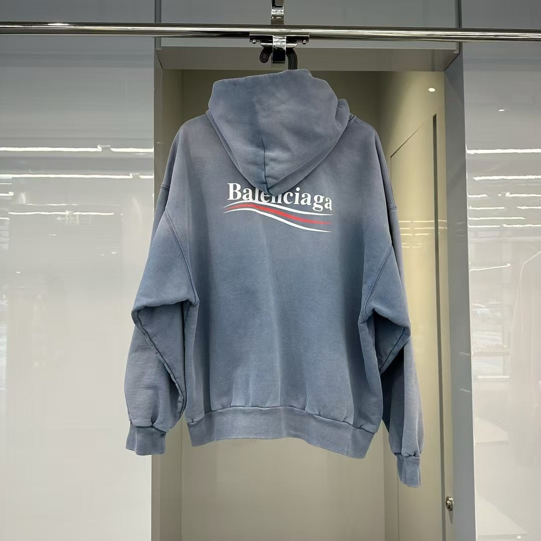 BB Men's Political Campaign Hoodie Medium Fit in Faded Blue