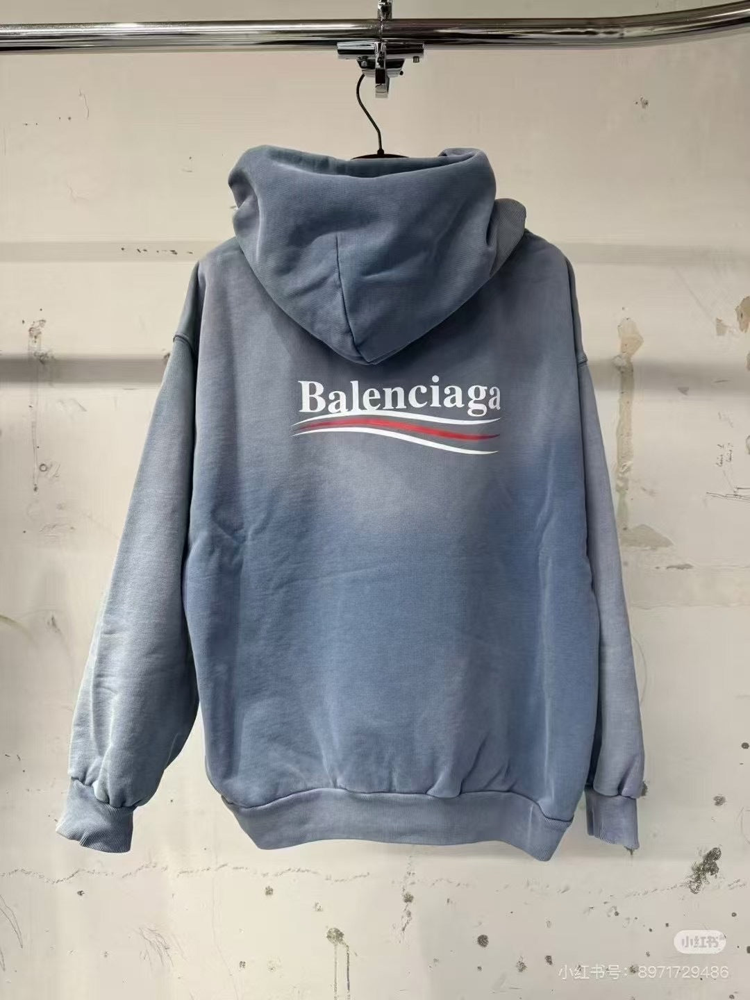 BB Men's Political Campaign Hoodie Medium Fit in Faded Blue