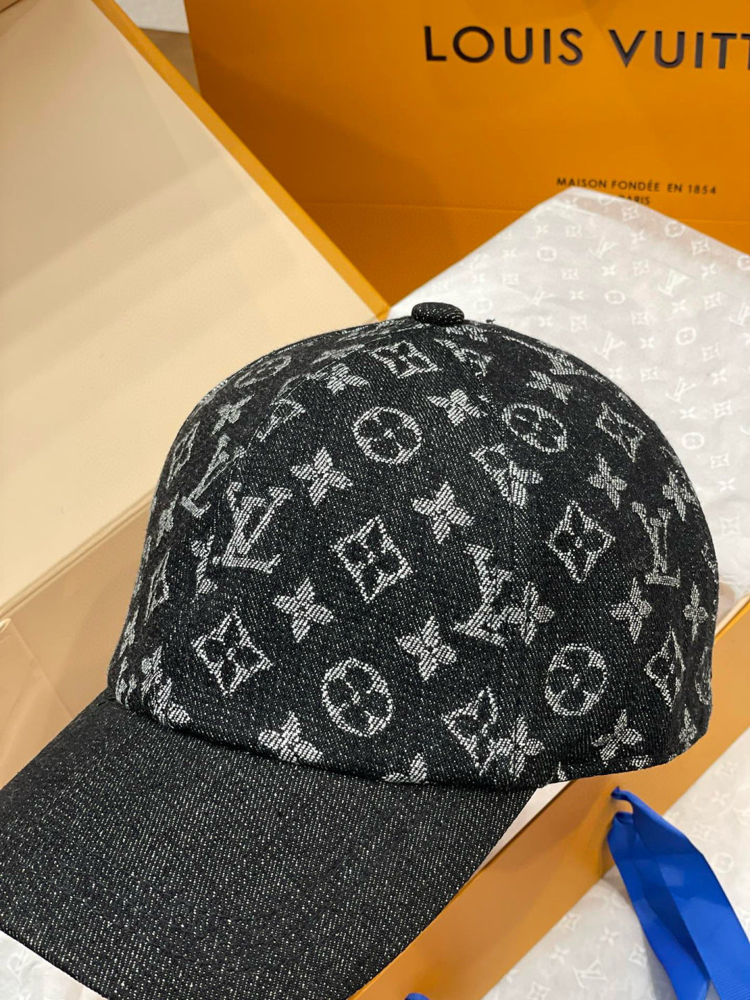 LV Denim monogram cap