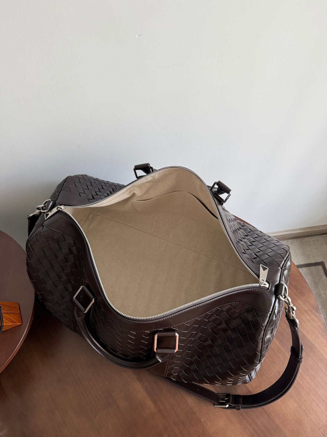 Bottega Veneta Intrecciato Cabin Duffle borwn leather
