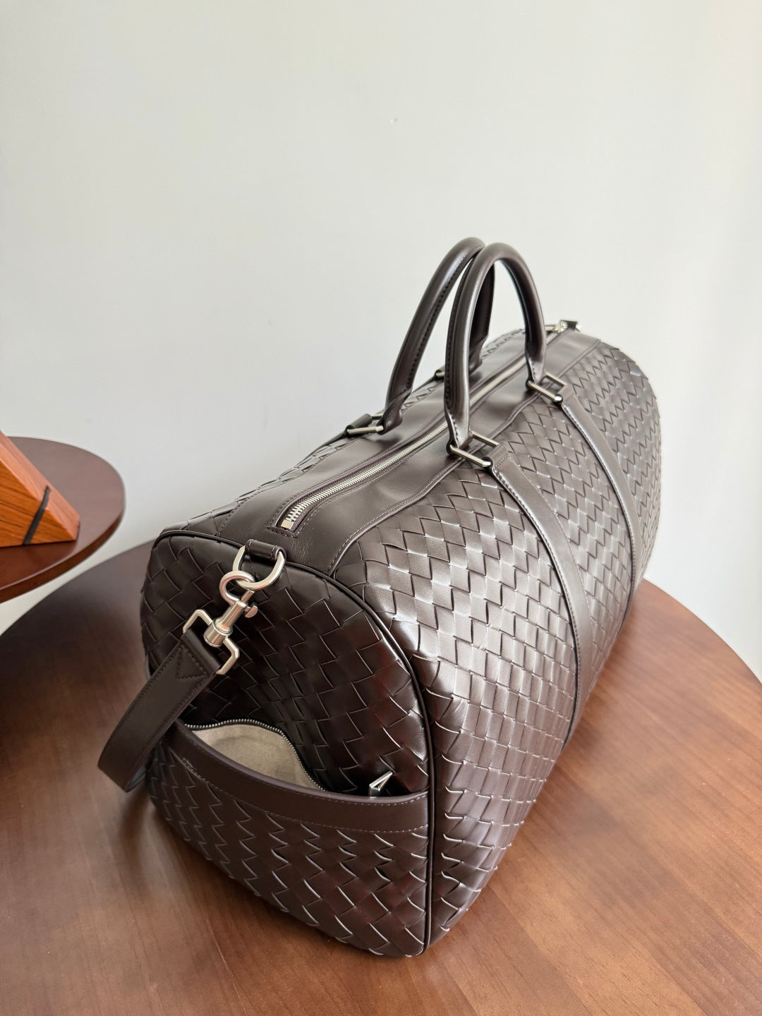 Bottega Veneta Intrecciato Cabin Duffle borwn leather