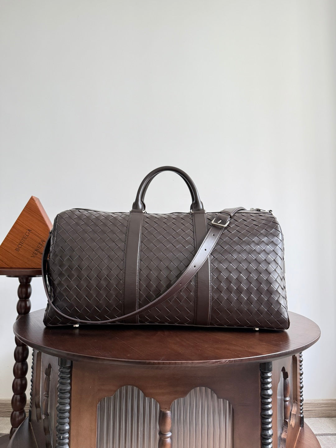 Bottega Veneta Intrecciato Cabin Duffle borwn leather