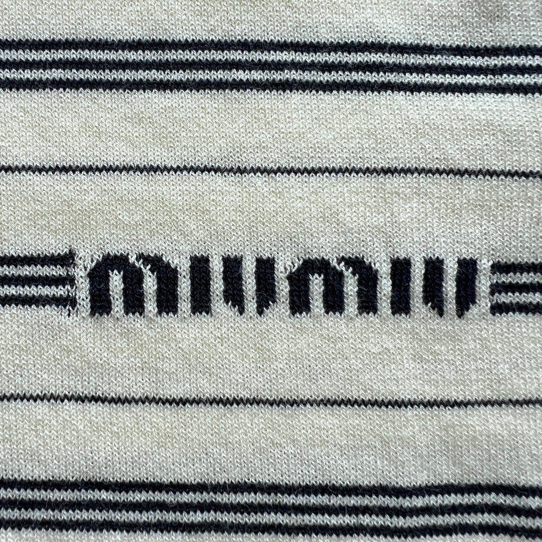 Miu Miu striped knitted cotton polo shirt