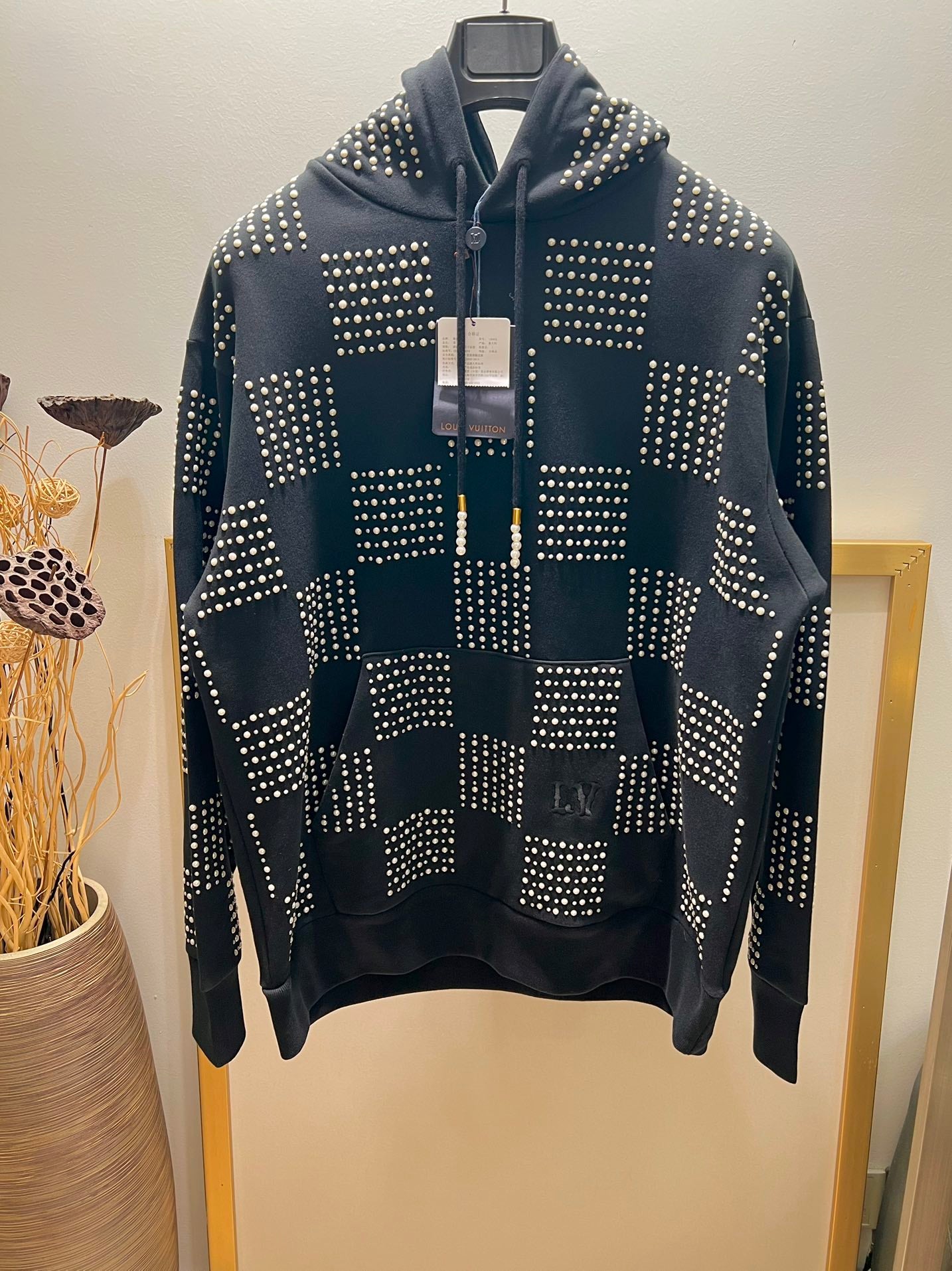 Louis Vuitton Cotton Hoodie With Pearl Damier Embroidery