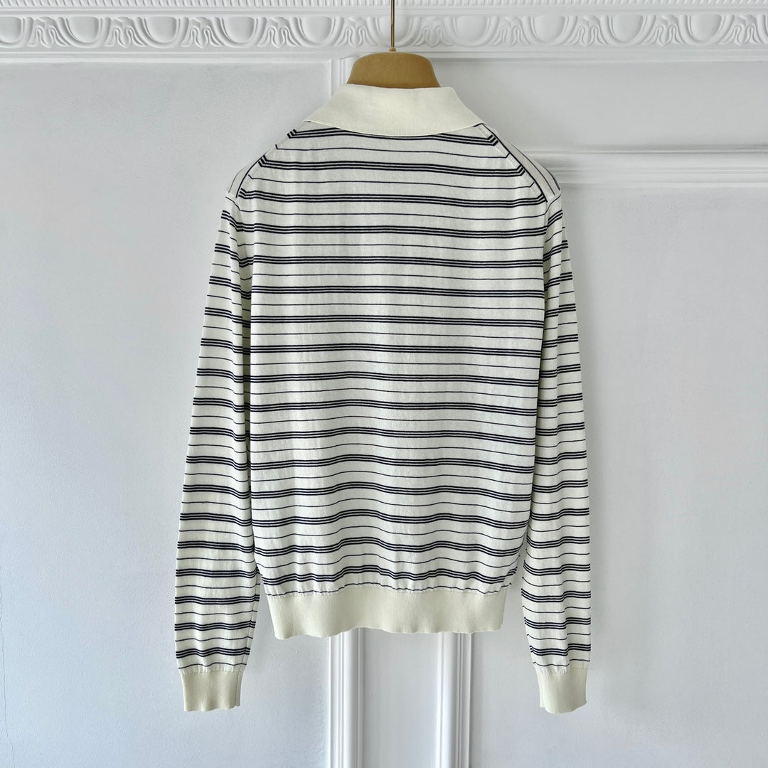 Miu Miu striped knitted cotton polo shirt