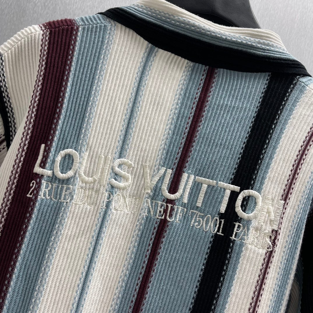 LV Striped Crochet Short-Sleeved Shirt 1AHVOO