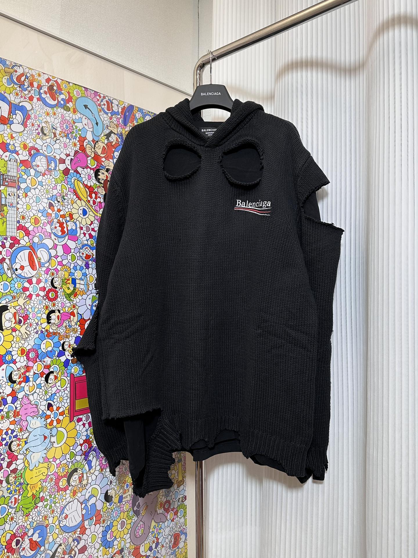 Balenciaga Political Campaign Destroyed Hoodie 'Black/Black'