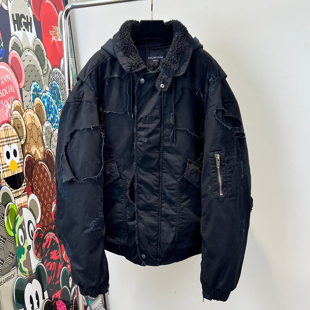 Balenciaga distressed bomber jacket