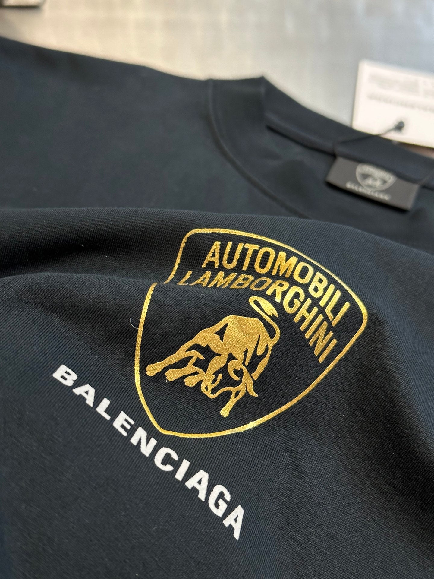 BB Men's I Automobili Lamborghini T-shirt in Black Faded