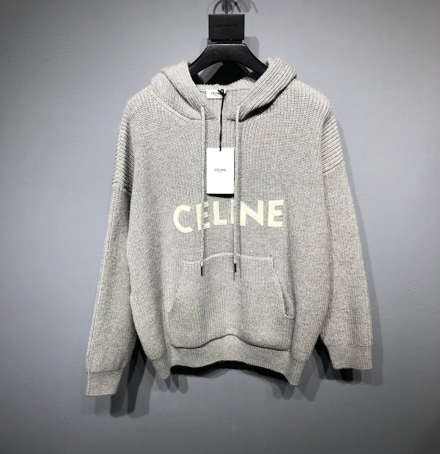 CELINE HOODED SWEATER IN RIBBED WOOL