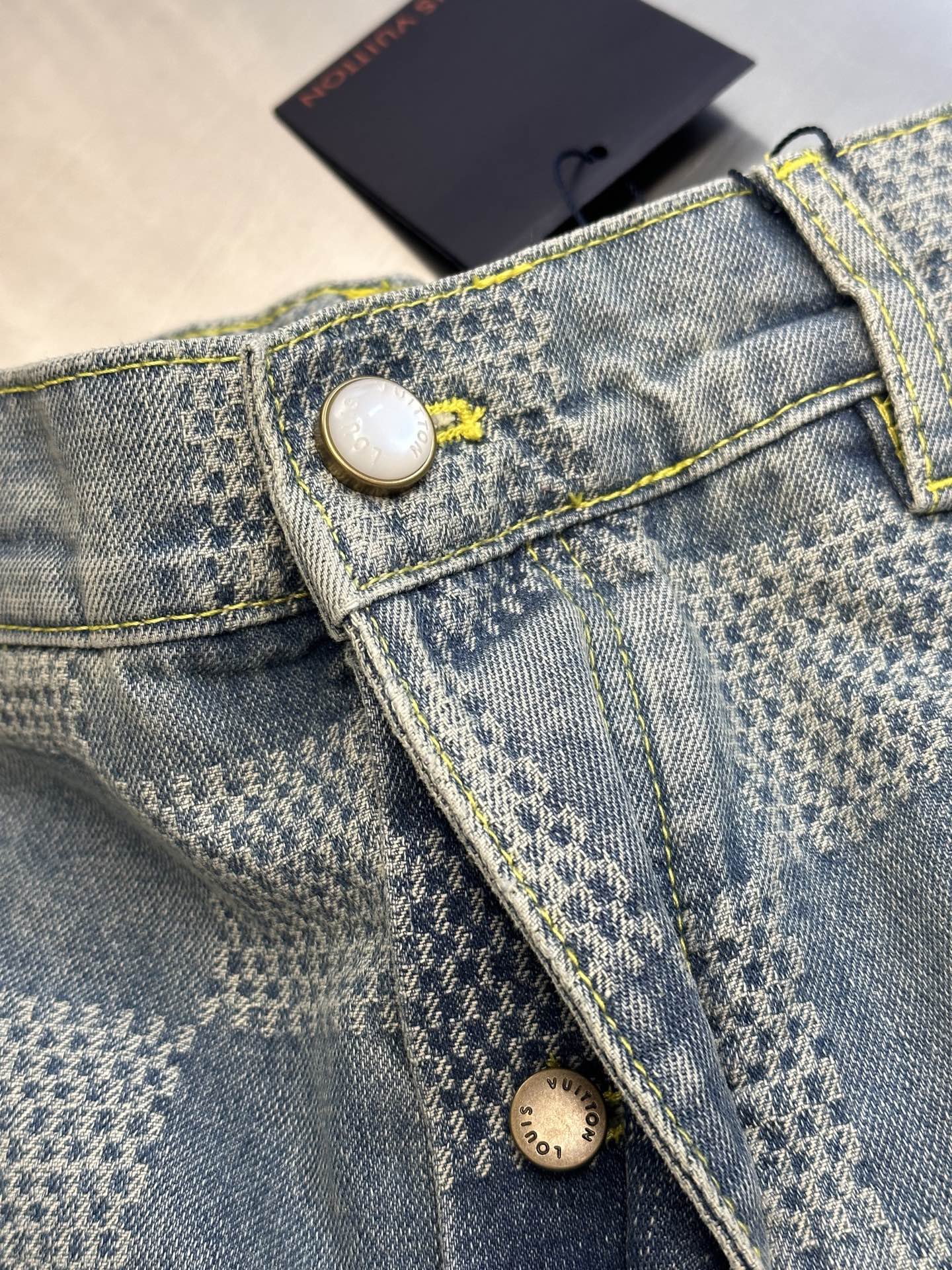 LV Damier 3D Light Denim Shorts