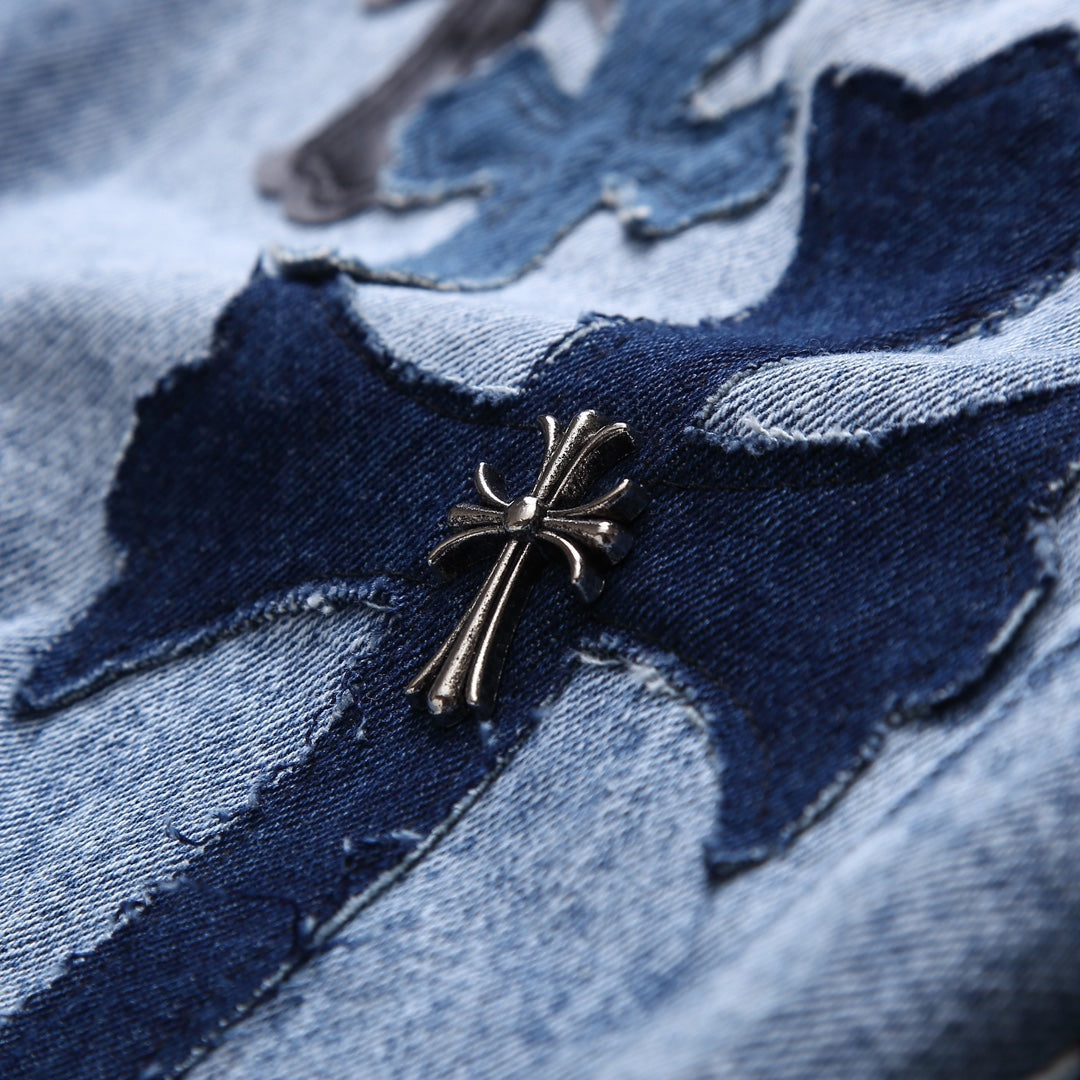 Chrome Hearts patch denim shorts