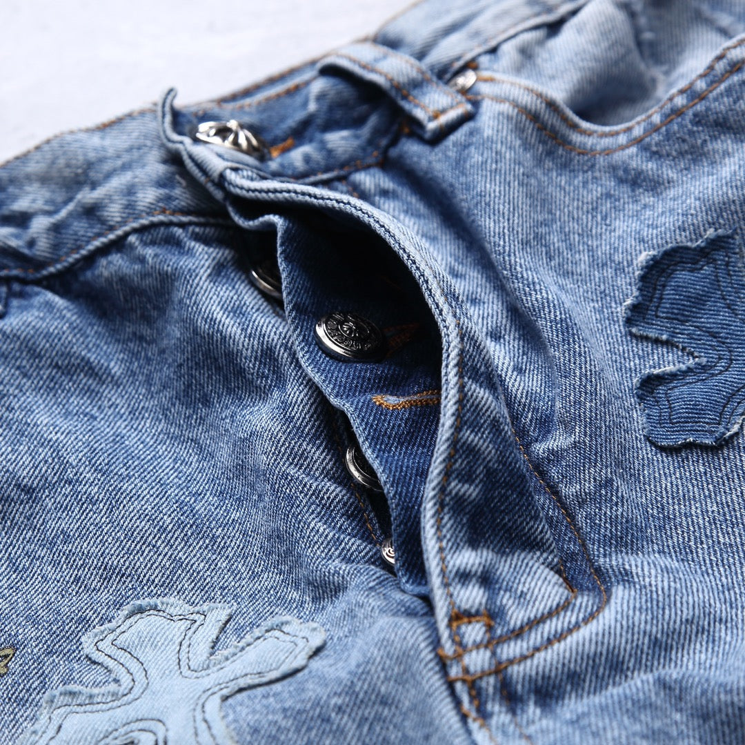 Chrome Hearts patch denim shorts