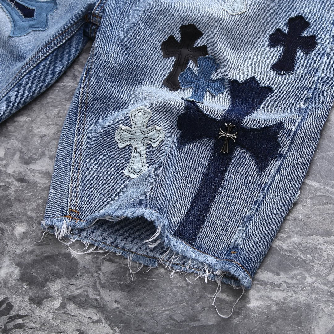 Chrome Hearts patch denim shorts