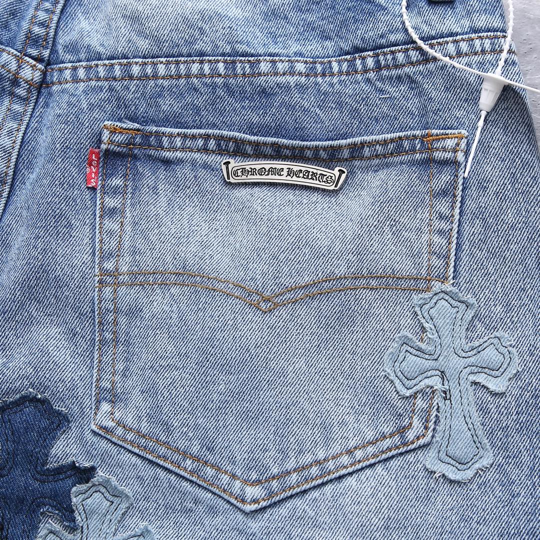 Chrome Hearts patch denim shorts