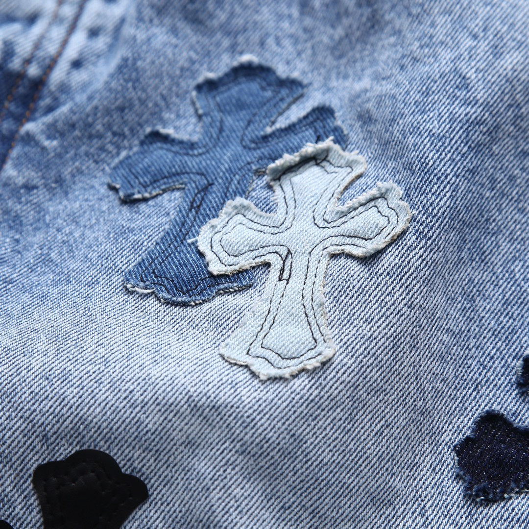 Chrome Hearts patch denim shorts