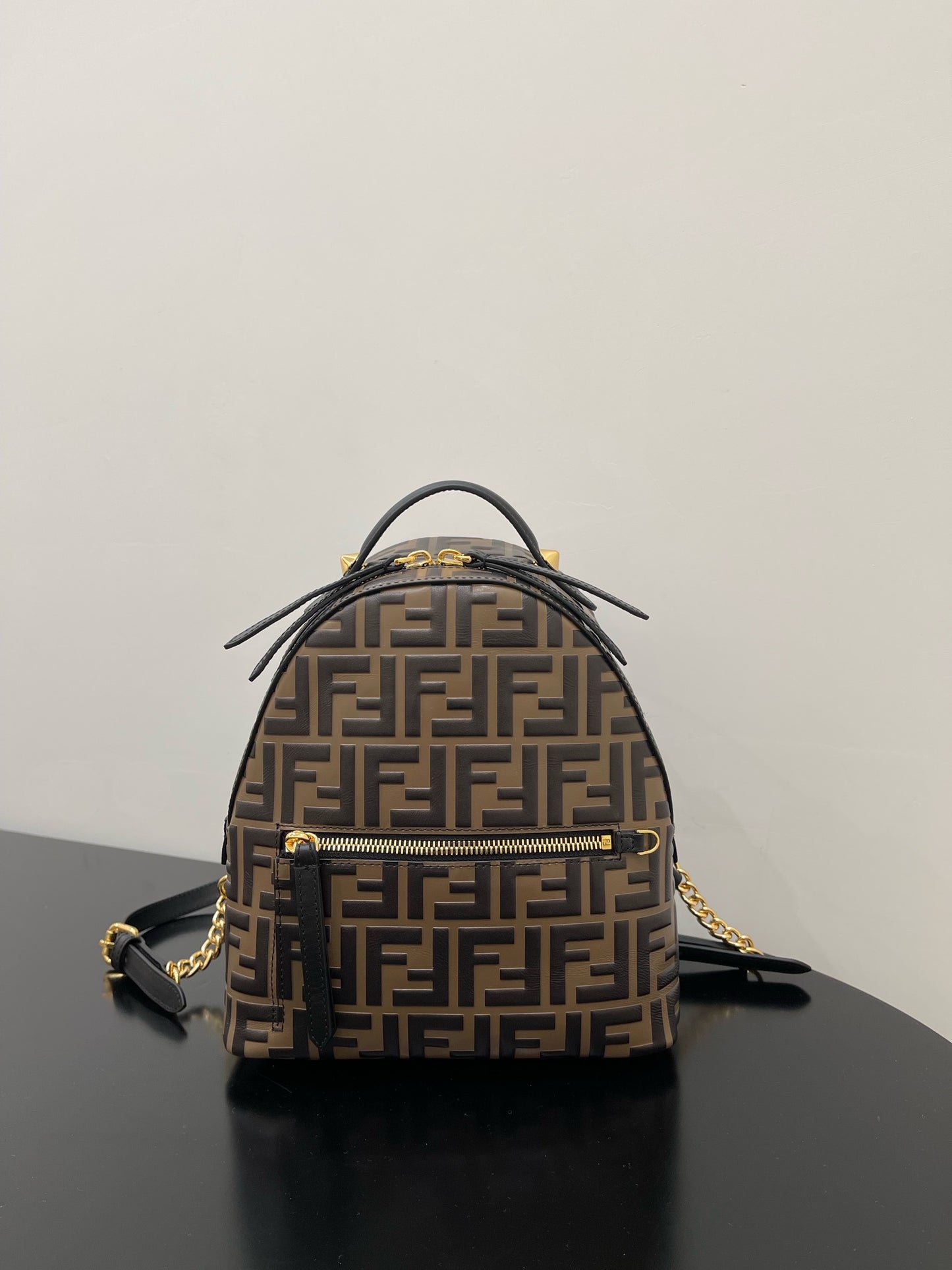 Fendi Brown leather FF mini backpack