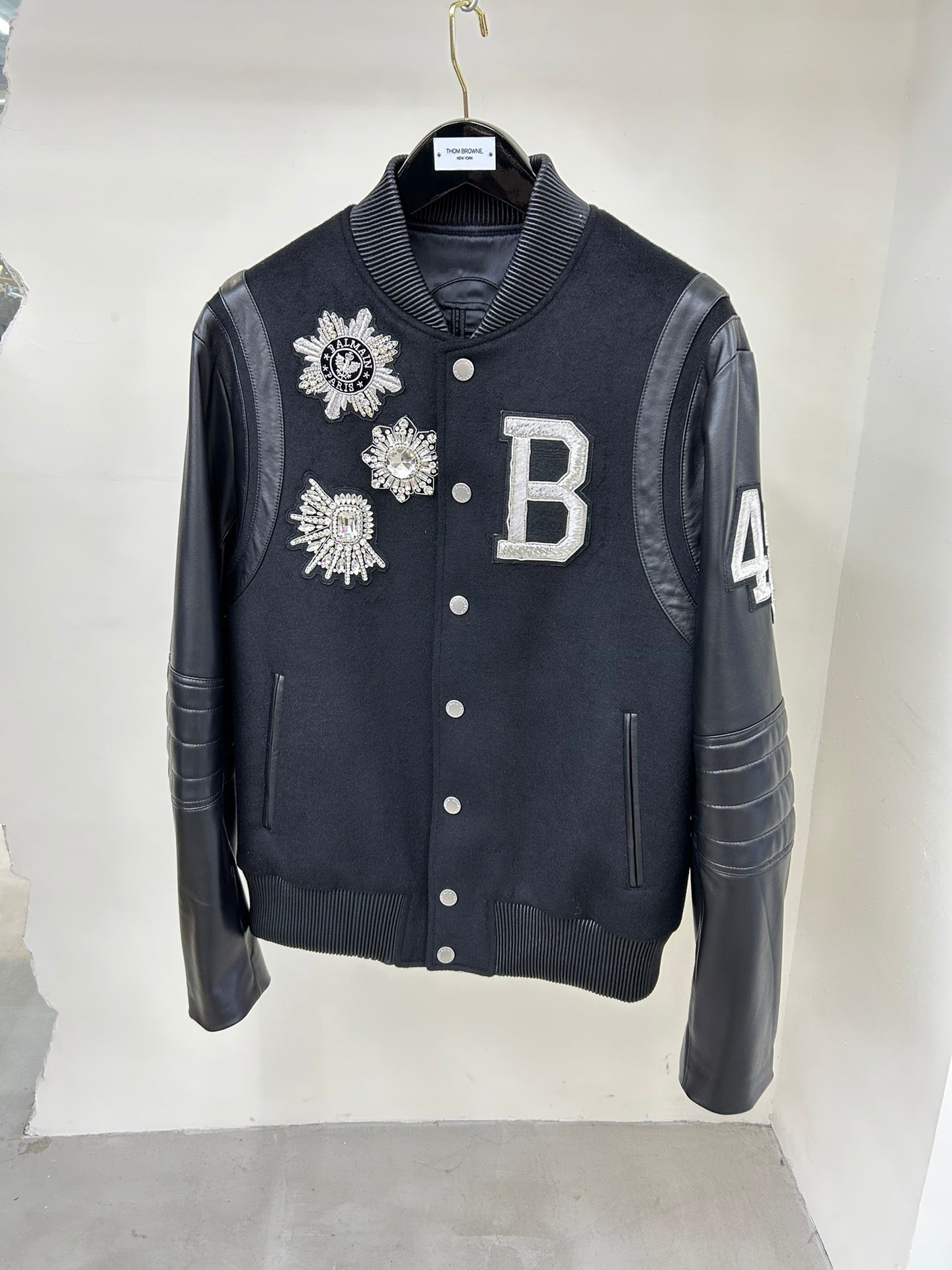 Balmain leather and wool jacket