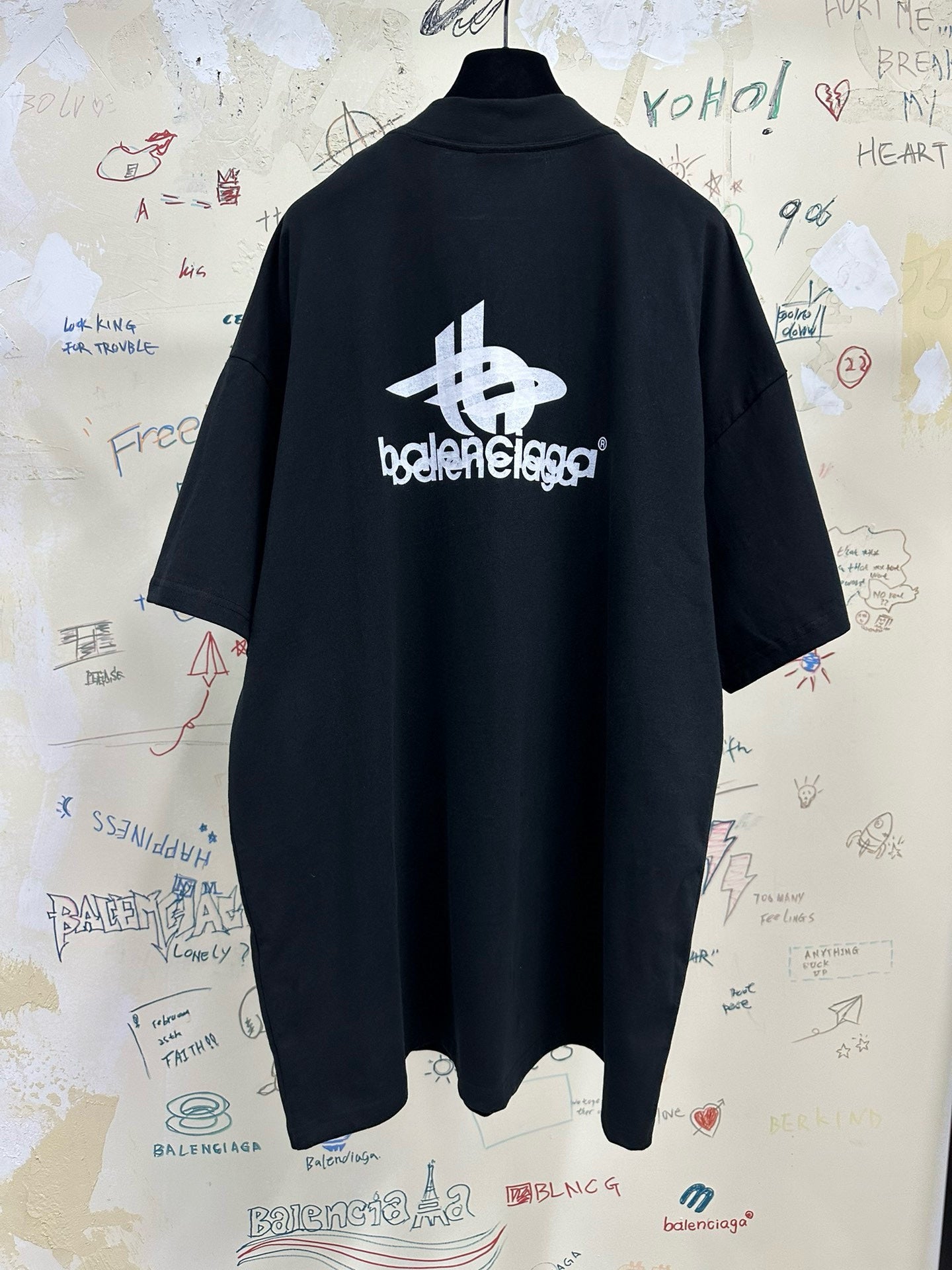 BALENCIAGA LAYERED SPORTS T-SHIRT OVERSIZED BLACK