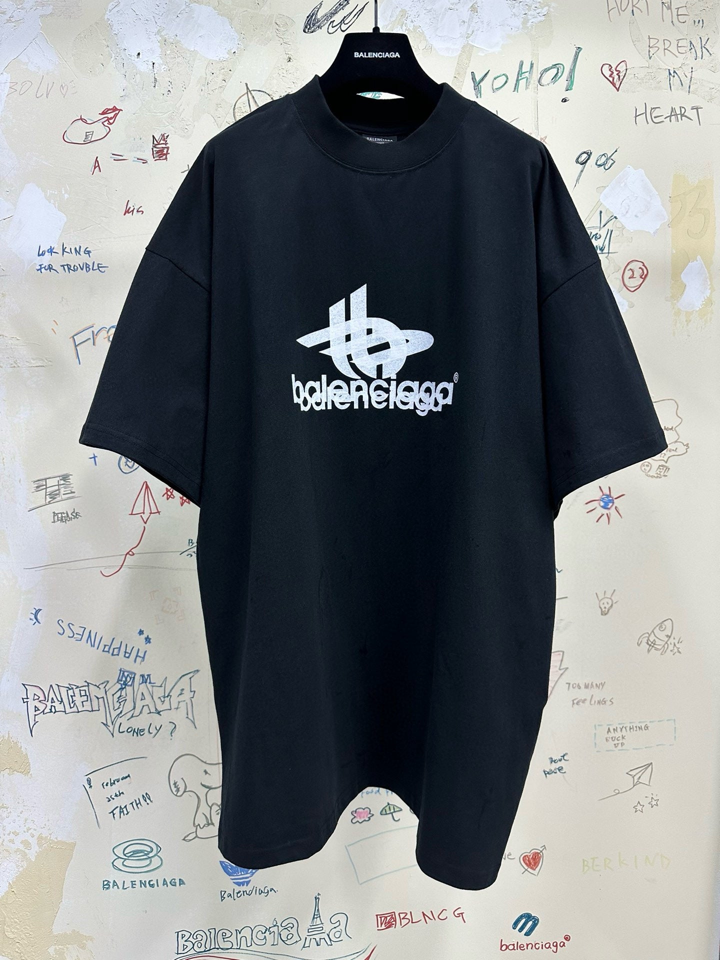 BALENCIAGA LAYERED SPORTS T-SHIRT OVERSIZED BLACK