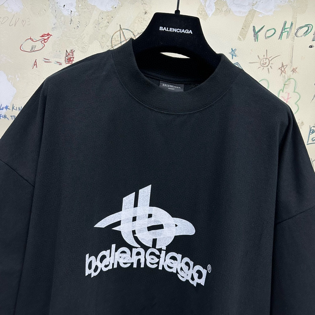 BALENCIAGA LAYERED SPORTS T-SHIRT OVERSIZED BLACK