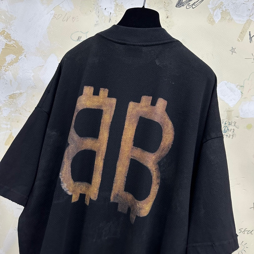 BALENCIAGA CRYPTO T-SHIRT OVERSIZED IN BLACK FADED