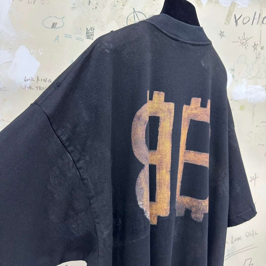 BALENCIAGA CRYPTO T-SHIRT OVERSIZED IN BLACK FADED