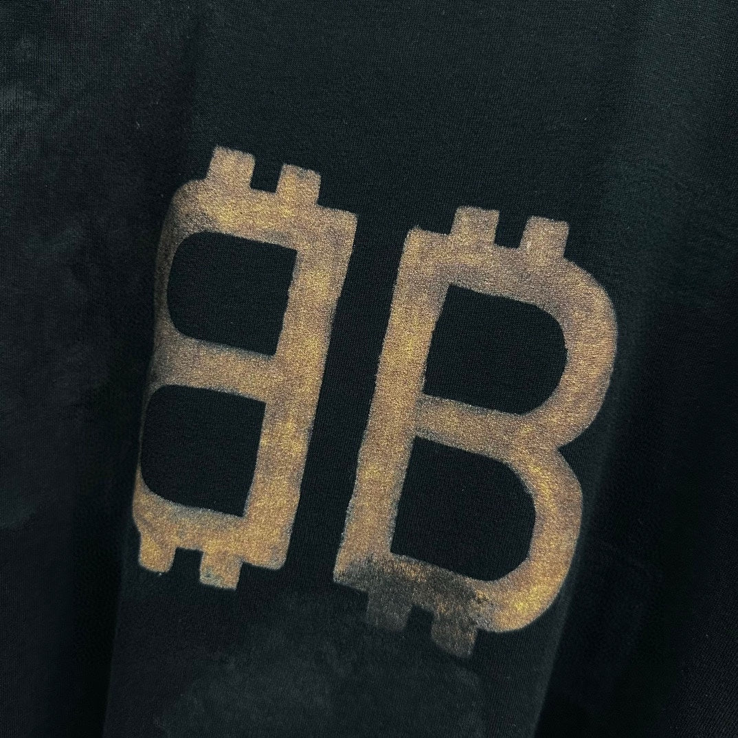 BALENCIAGA CRYPTO T-SHIRT OVERSIZED IN BLACK FADED