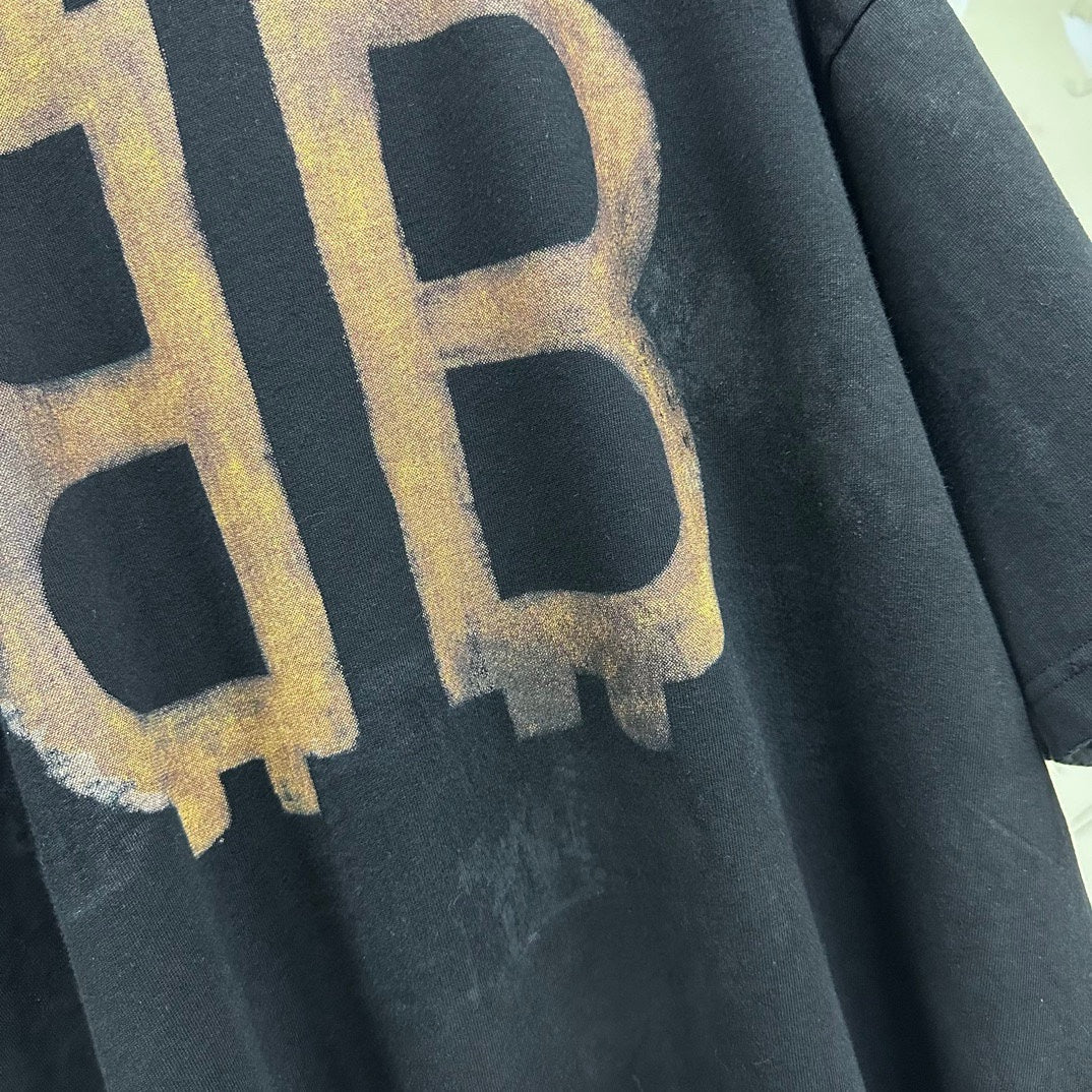 BALENCIAGA CRYPTO T-SHIRT OVERSIZED IN BLACK FADED