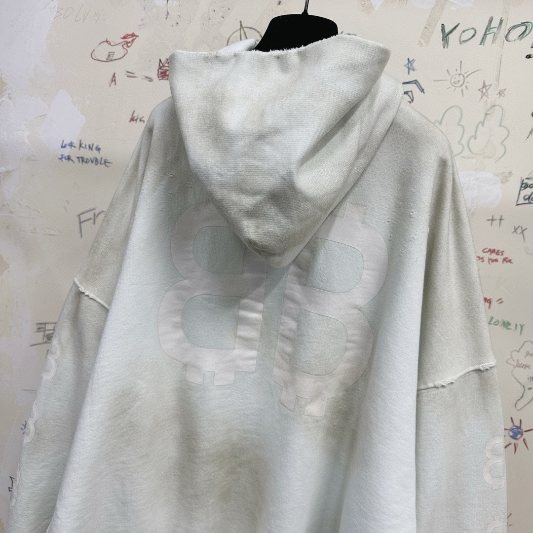 BALENCIAGA MEN'S CRYPTO HOODIE IN WHITE