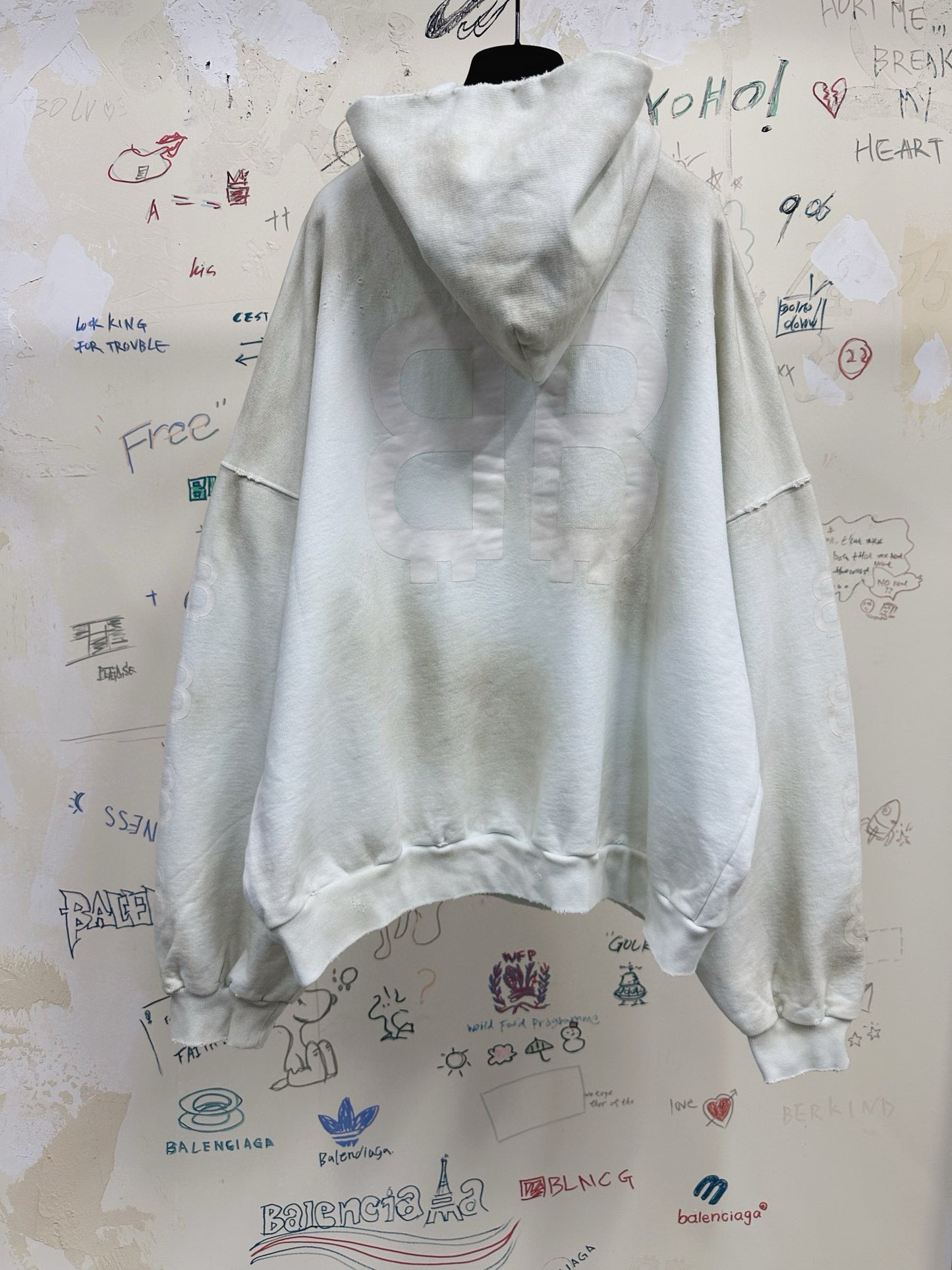 BALENCIAGA MEN'S CRYPTO HOODIE IN WHITE