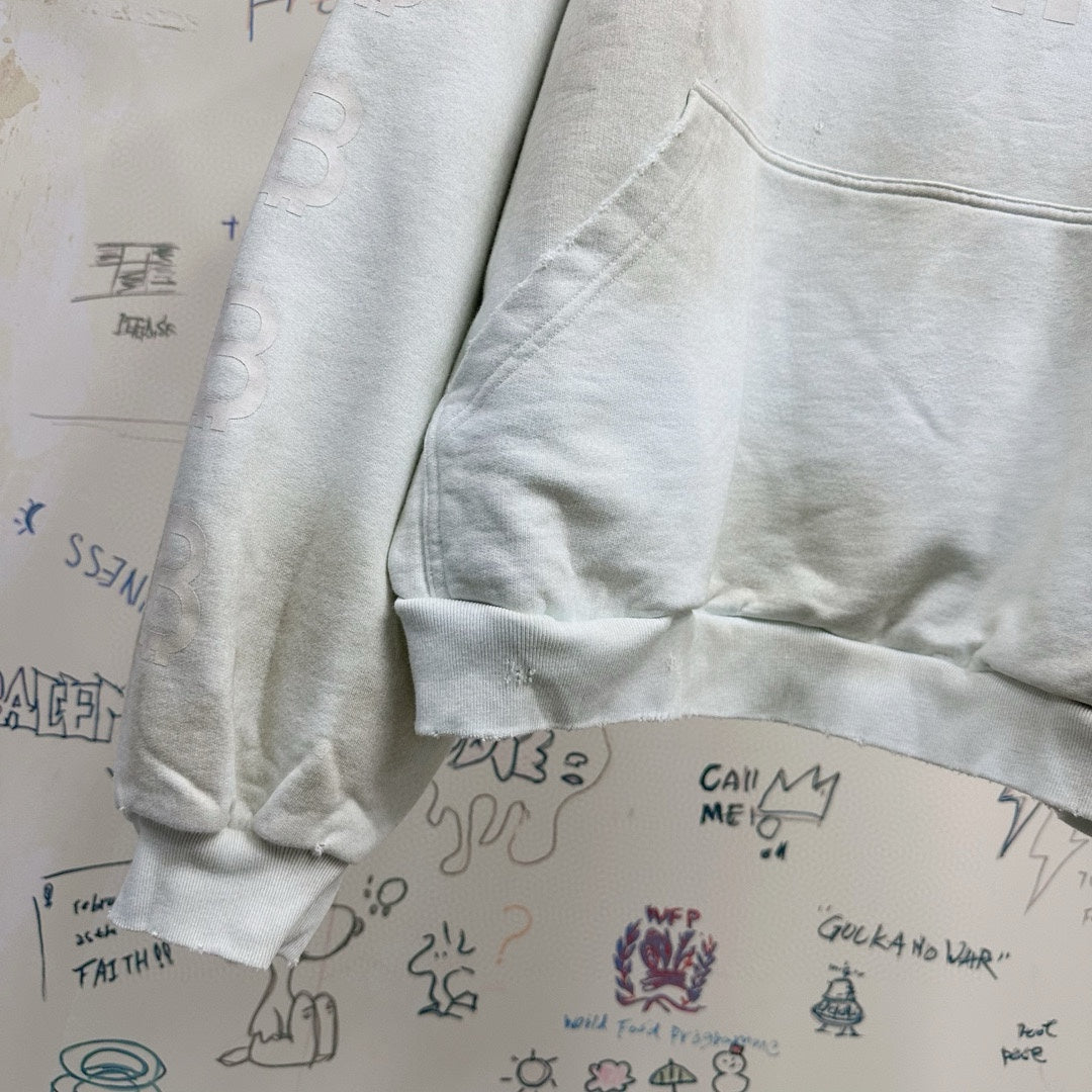 BALENCIAGA MEN'S CRYPTO HOODIE IN WHITE