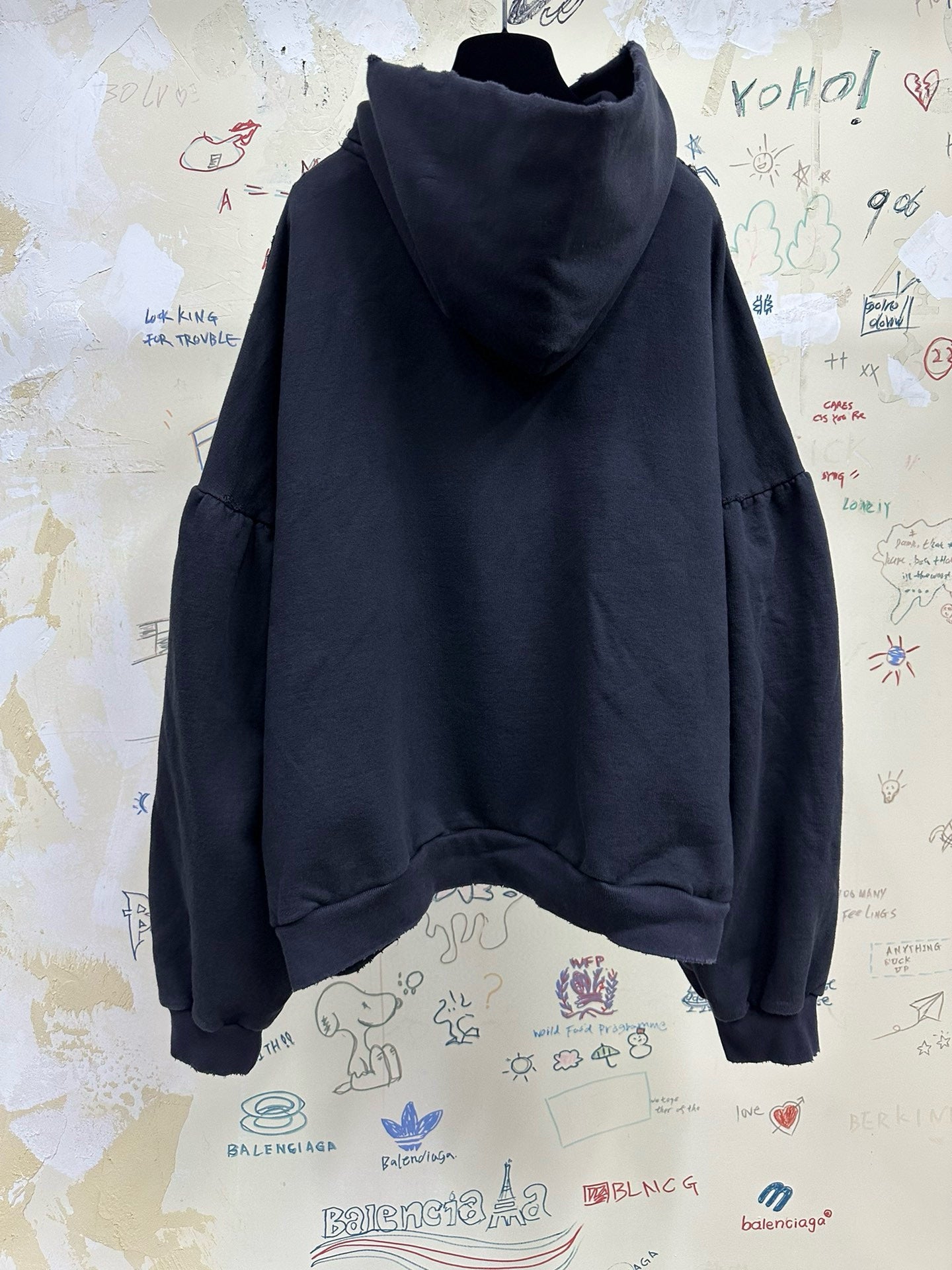 BALENCIAGA BE KIND HOODIE OVERSIZED IN BLACK