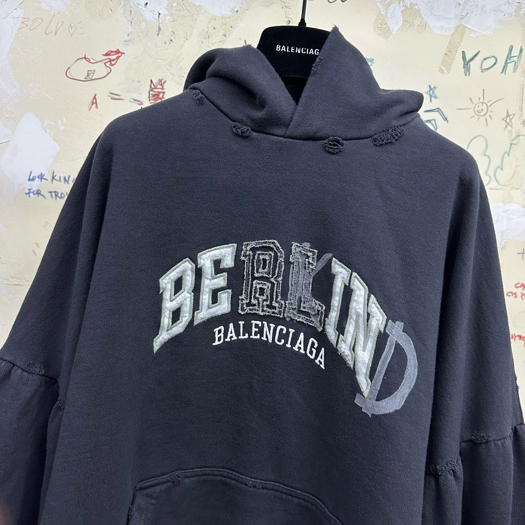 BALENCIAGA BE KIND HOODIE OVERSIZED IN BLACK