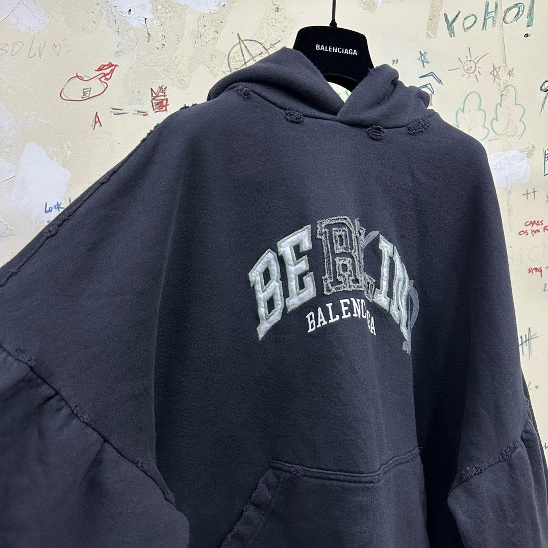 BALENCIAGA BE KIND HOODIE OVERSIZED IN BLACK