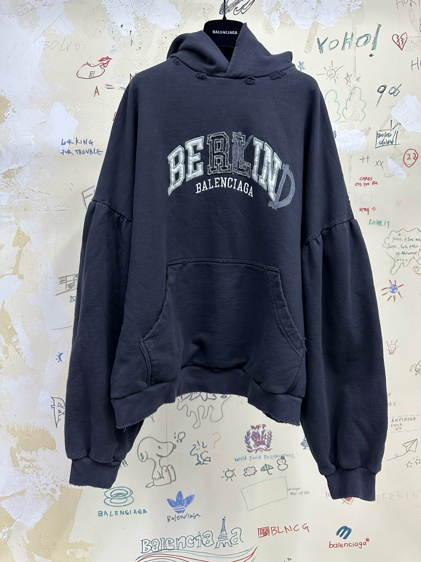 BALENCIAGA BE KIND HOODIE OVERSIZED IN BLACK
