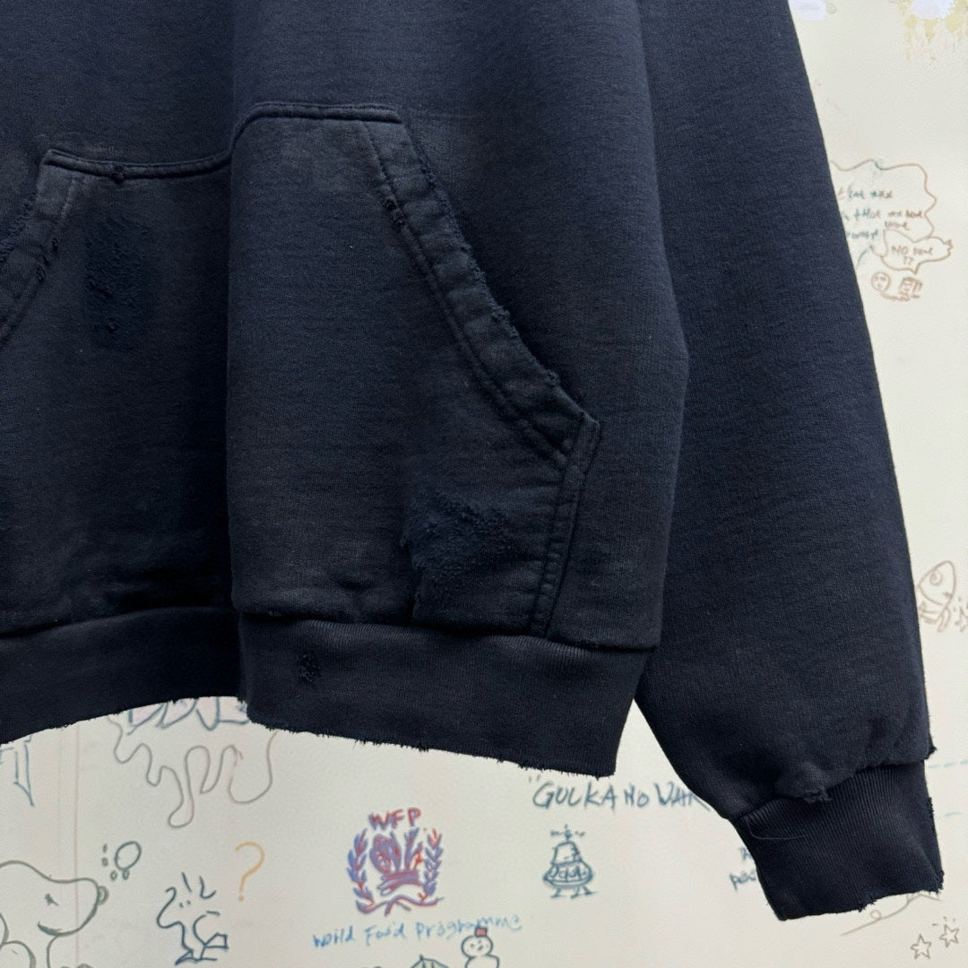 BALENCIAGA SKATER HOODIE OVERSIZED IN BLACK FADED