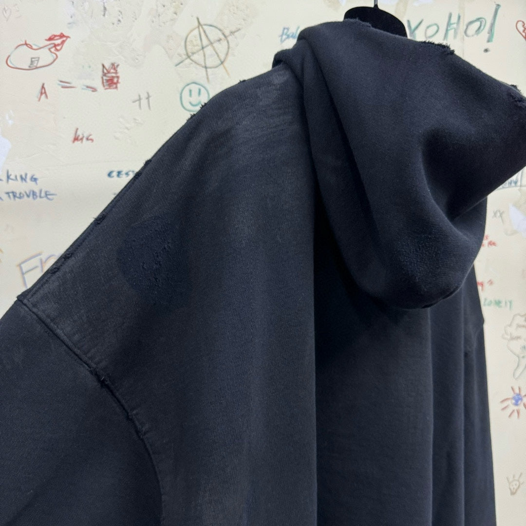 BALENCIAGA SKATER HOODIE OVERSIZED IN BLACK FADED