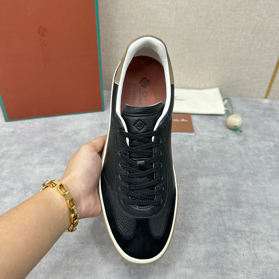 Loro Piana low leather black casual sneakers