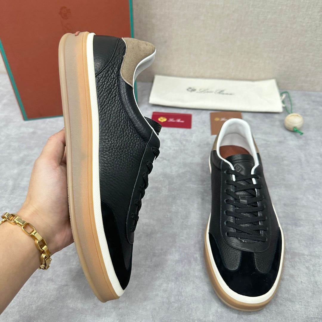 Loro Piana low leather black casual sneakers