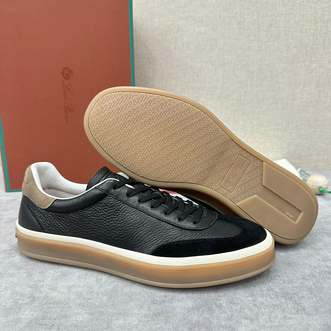 Loro Piana low leather black casual sneakers