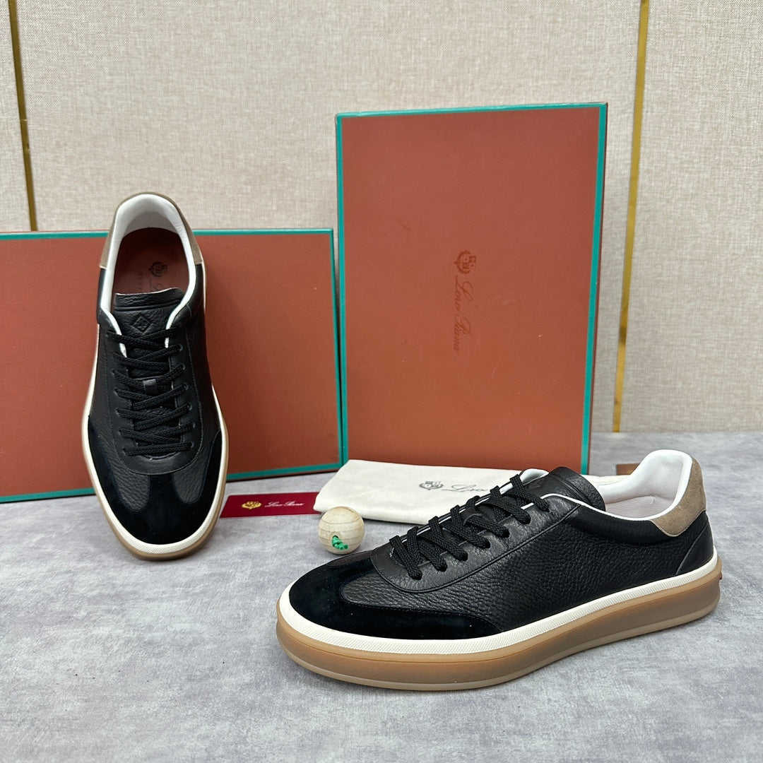 Loro Piana low leather black casual sneakers