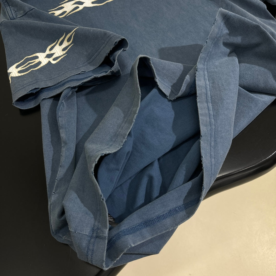 BALENCIAGA BURNING UNITY T-SHIRT OVERSIZED IN LIGHT BLUE