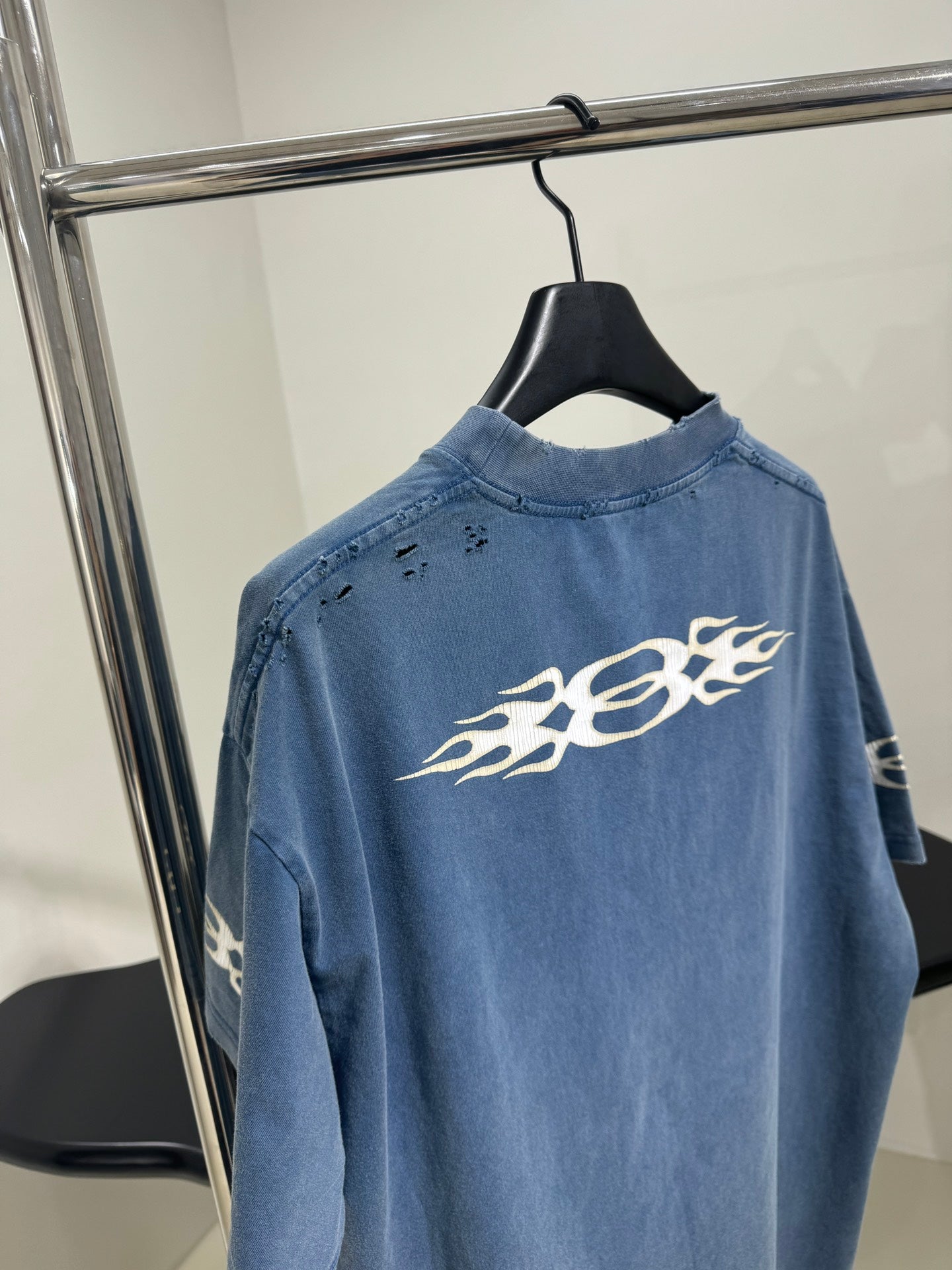 BALENCIAGA BURNING UNITY T-SHIRT OVERSIZED IN LIGHT BLUE