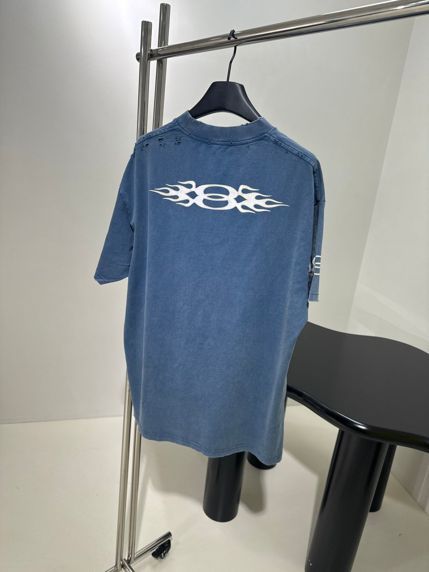 BALENCIAGA BURNING UNITY T-SHIRT OVERSIZED IN LIGHT BLUE