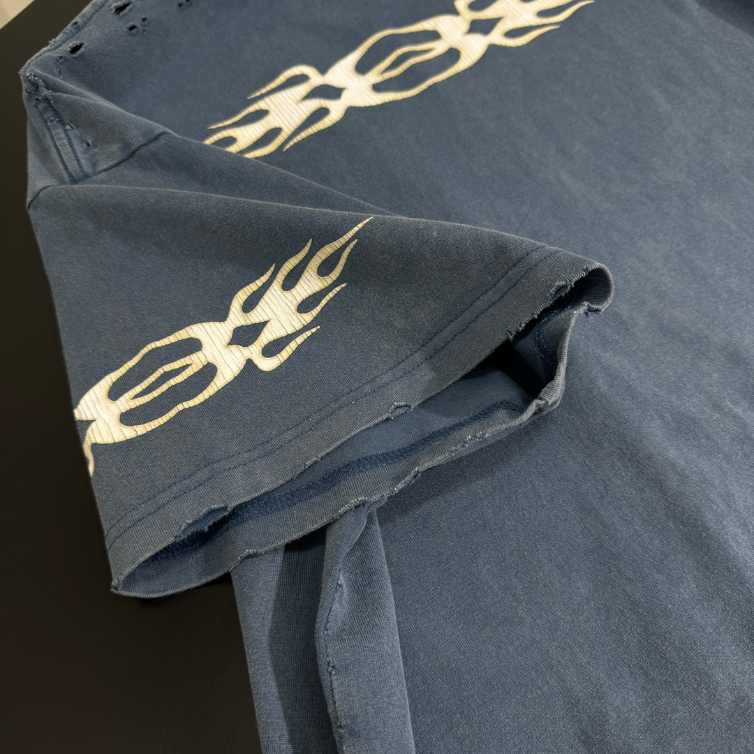 BALENCIAGA BURNING UNITY T-SHIRT OVERSIZED IN LIGHT BLUE